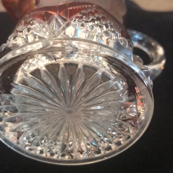 Vintage flash glass fair souvenir 1936 creamer and handled glass ruby red pair - Picture 15 of 16